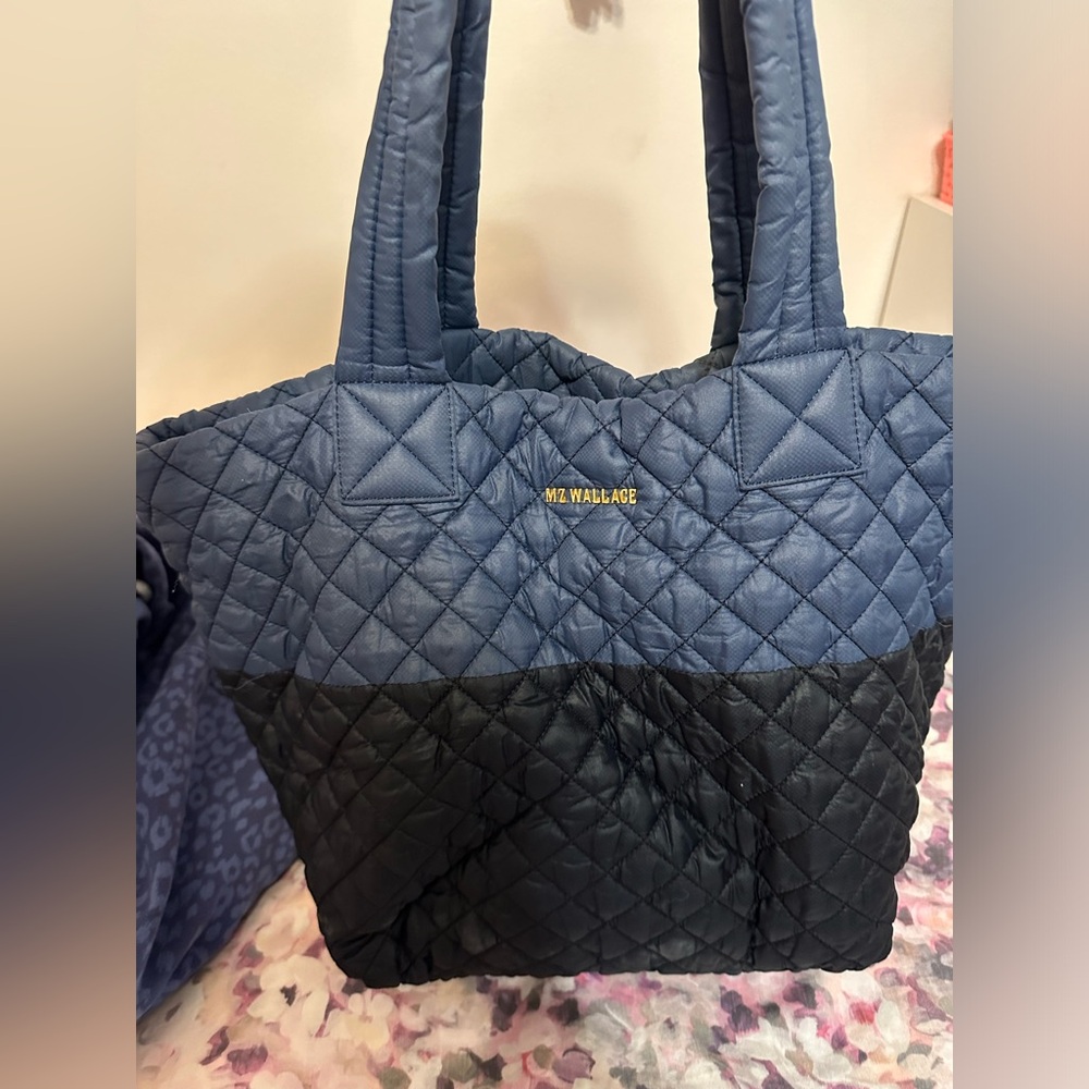 MZ Wallace Navy and Black Quilted Tote
